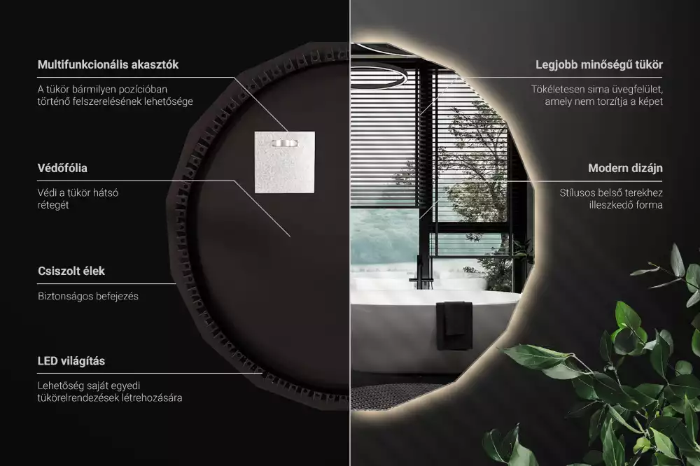Lustro geometryczne z podświetleniem LED