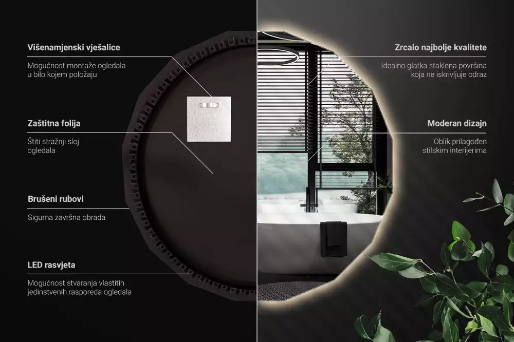 Lustro geometryczne z podświetleniem LED