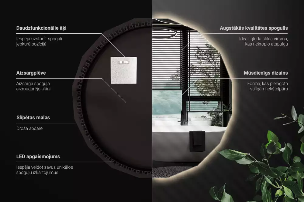 Lustro geometryczne z podświetleniem LED