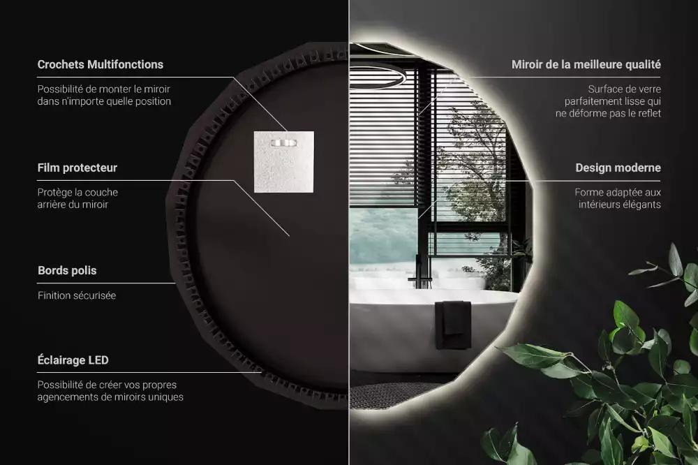 Lustro geometryczne z podświetleniem LED