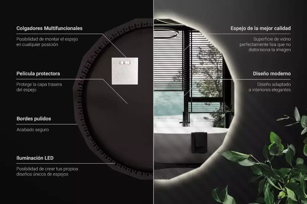 Lustro geometryczne z podświetleniem LED