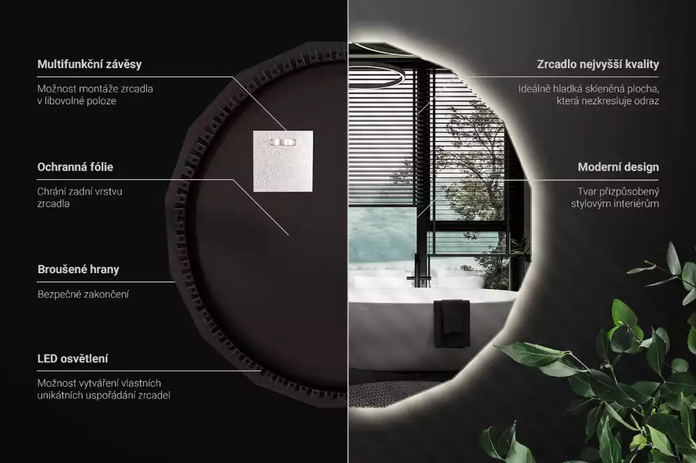 Lustro geometryczne z podświetleniem LED
