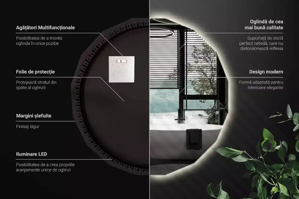 Lustro geometryczne z podświetleniem LED
