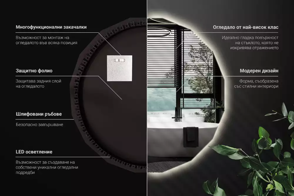 Lustro geometryczne z podświetleniem LED