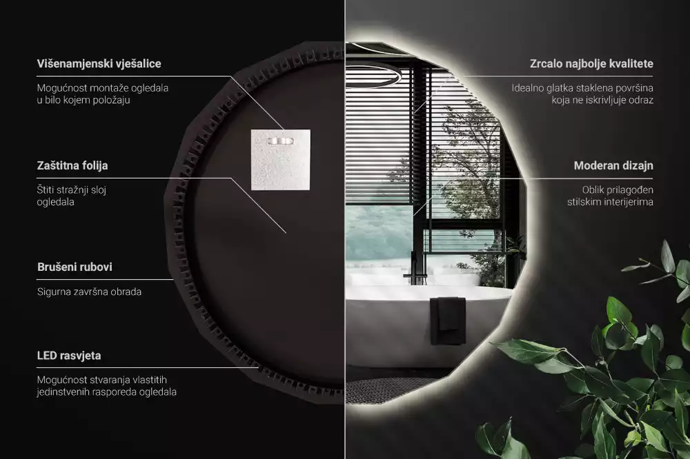 Lustro geometryczne z podświetleniem LED