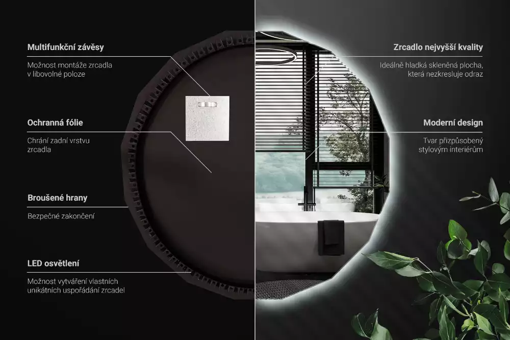 Lustro geometryczne z podświetleniem LED