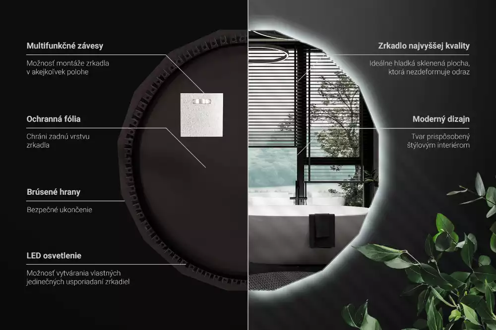 Lustro geometryczne z podświetleniem LED