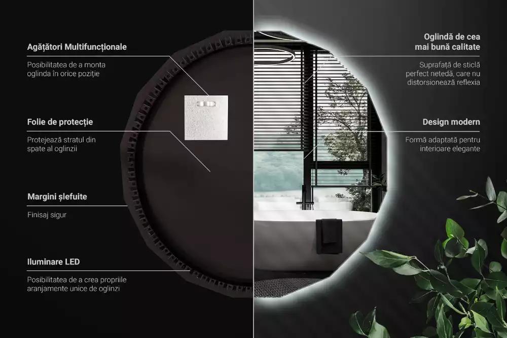 Lustro geometryczne z podświetleniem LED