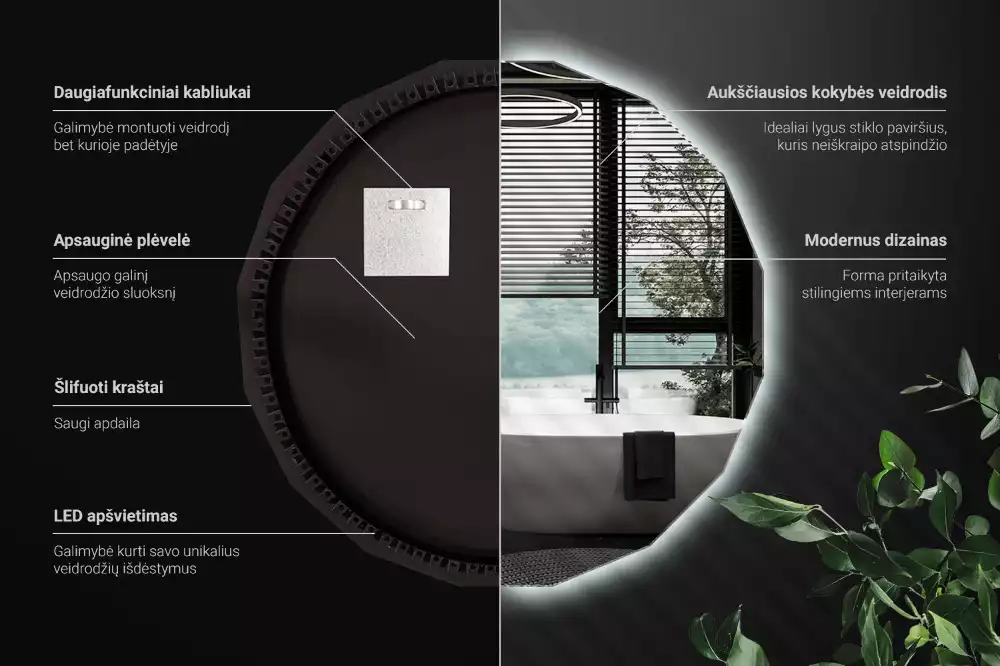 Lustro geometryczne z podświetleniem LED