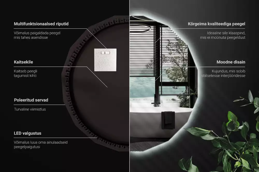 Lustro geometryczne z podświetleniem LED