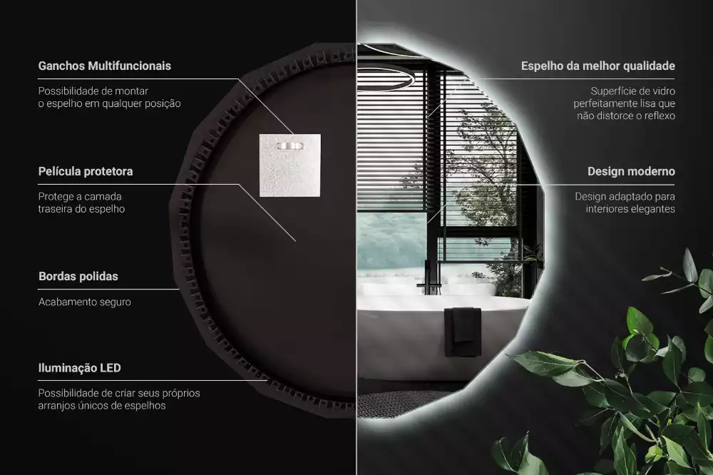 Lustro geometryczne z podświetleniem LED