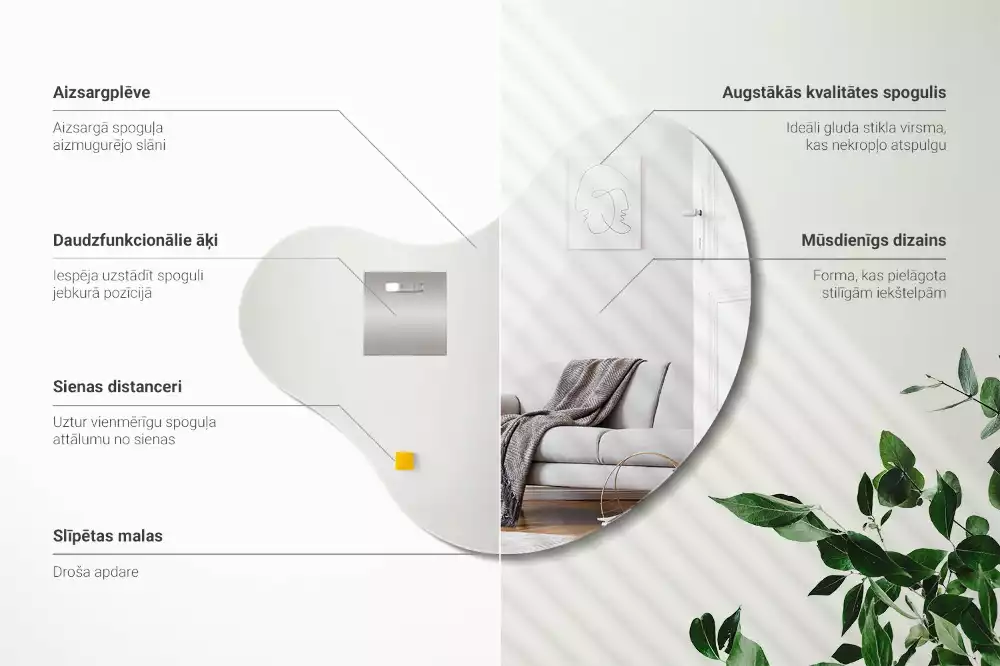 Organiczne lustro wiszące dekoracyjne