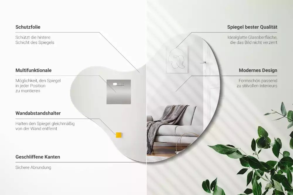 Organiczne lustro wiszące dekoracyjne