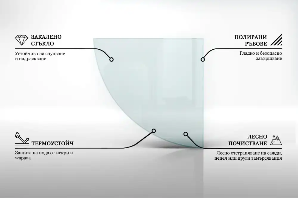 Szyba hartowana pod kominek ćwiartka transparentna