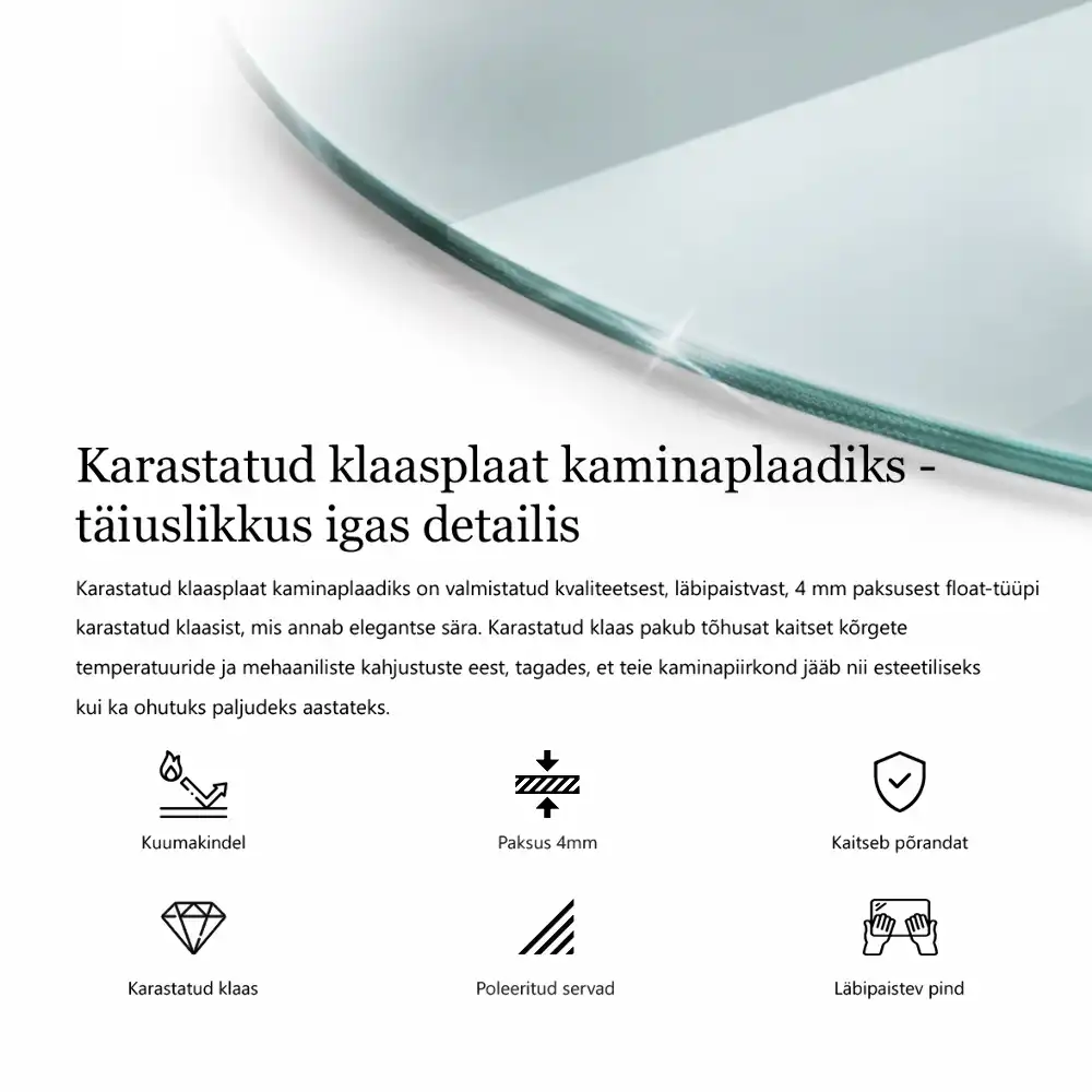 Szyba hartowana pod kominek ćwiartka transparentna