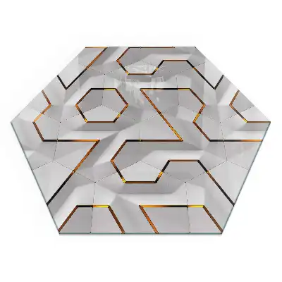 Sześciokątny panel kominkowy trójwymiarowy motyw geometryczny