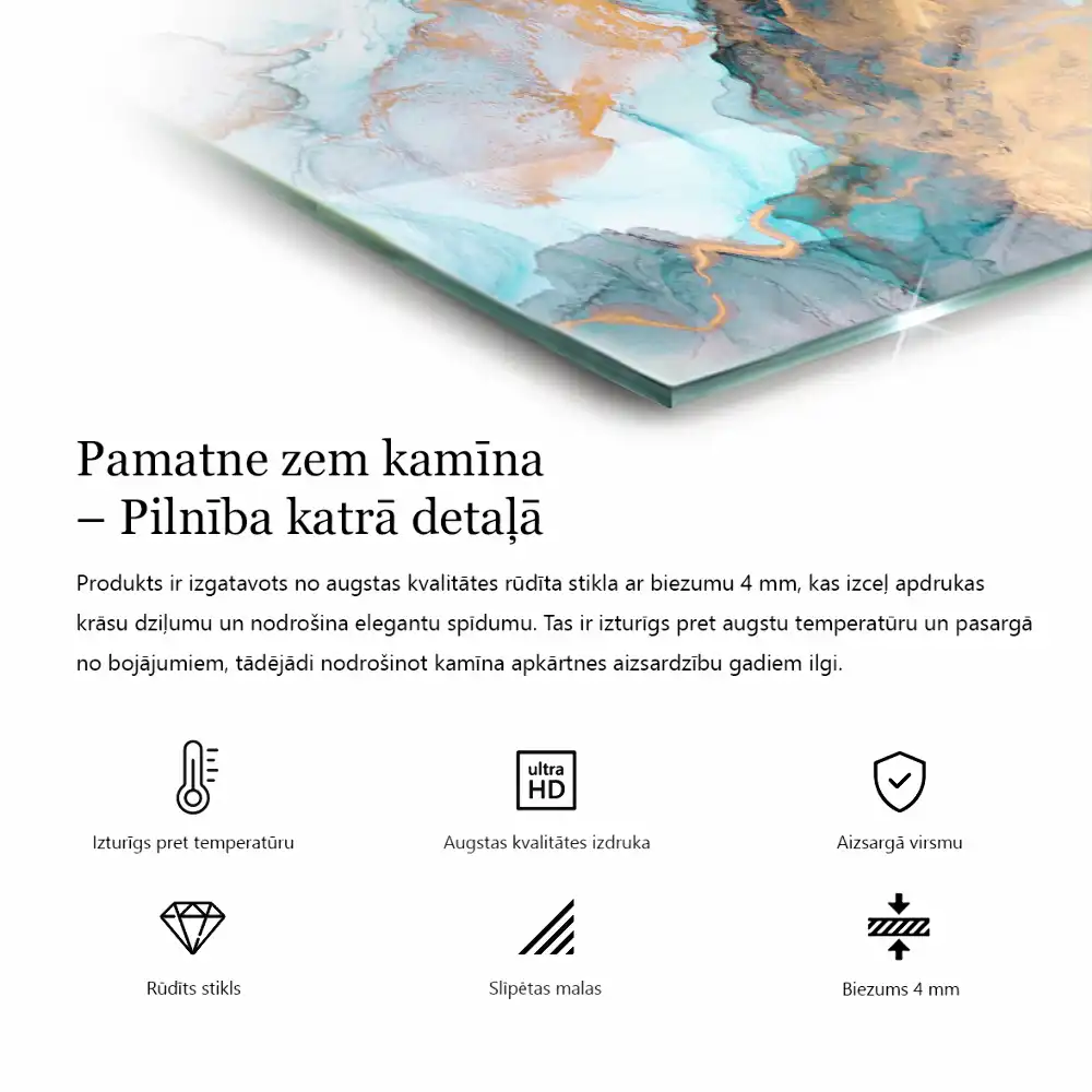 Heksagonalna szyba pod kominek w kolorze beżowym
