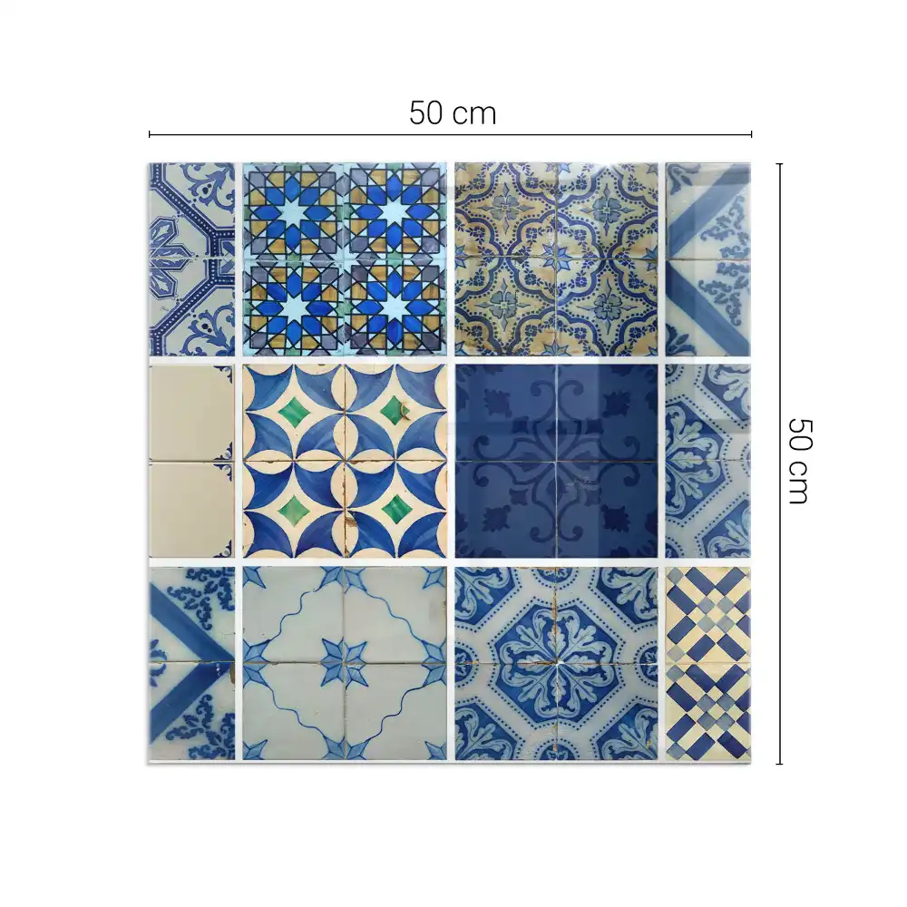 Kwadratowa podkładka pod kominek z wzorem ceramicznych płytek
