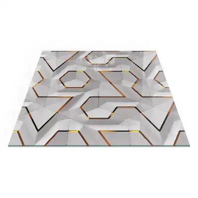 Kwadratowe szkło pod kominek z geometrycznym wzorem 3d