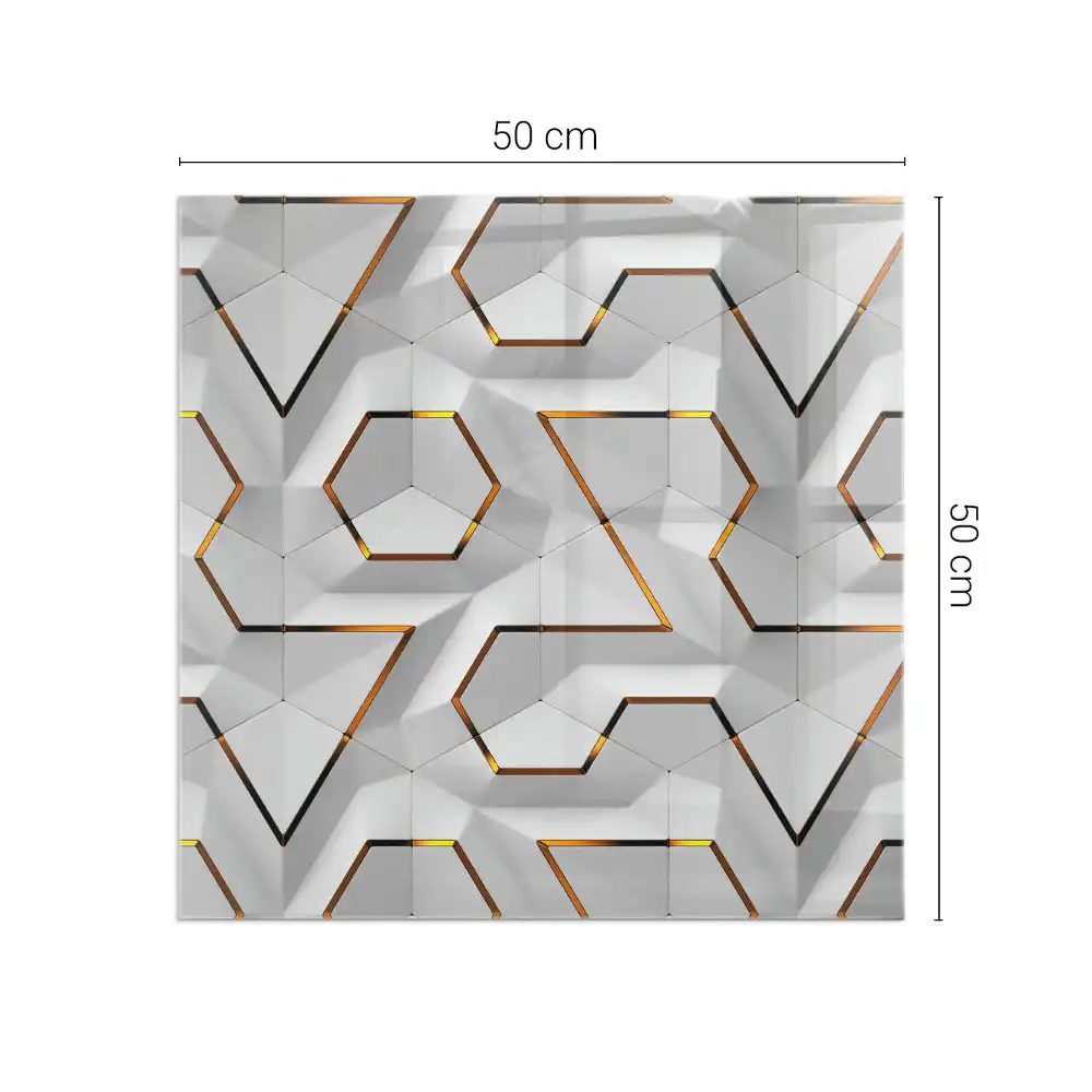 Kwadratowe szkło pod kominek z geometrycznym wzorem 3d