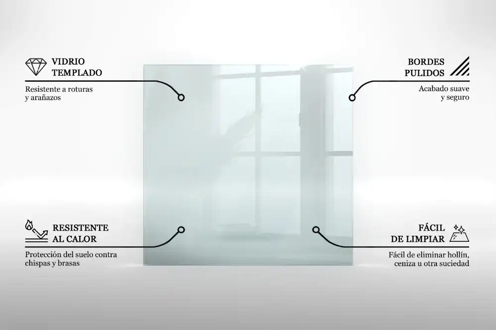 Szyba pod kominek kwadratowa transparentna