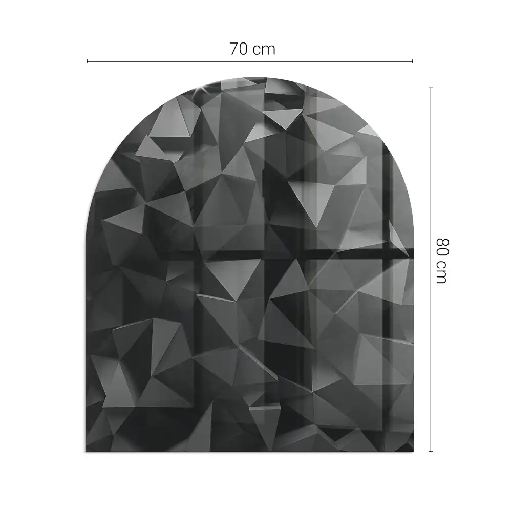 Półowalne szkło pod kominek o geometrycznym wzorze