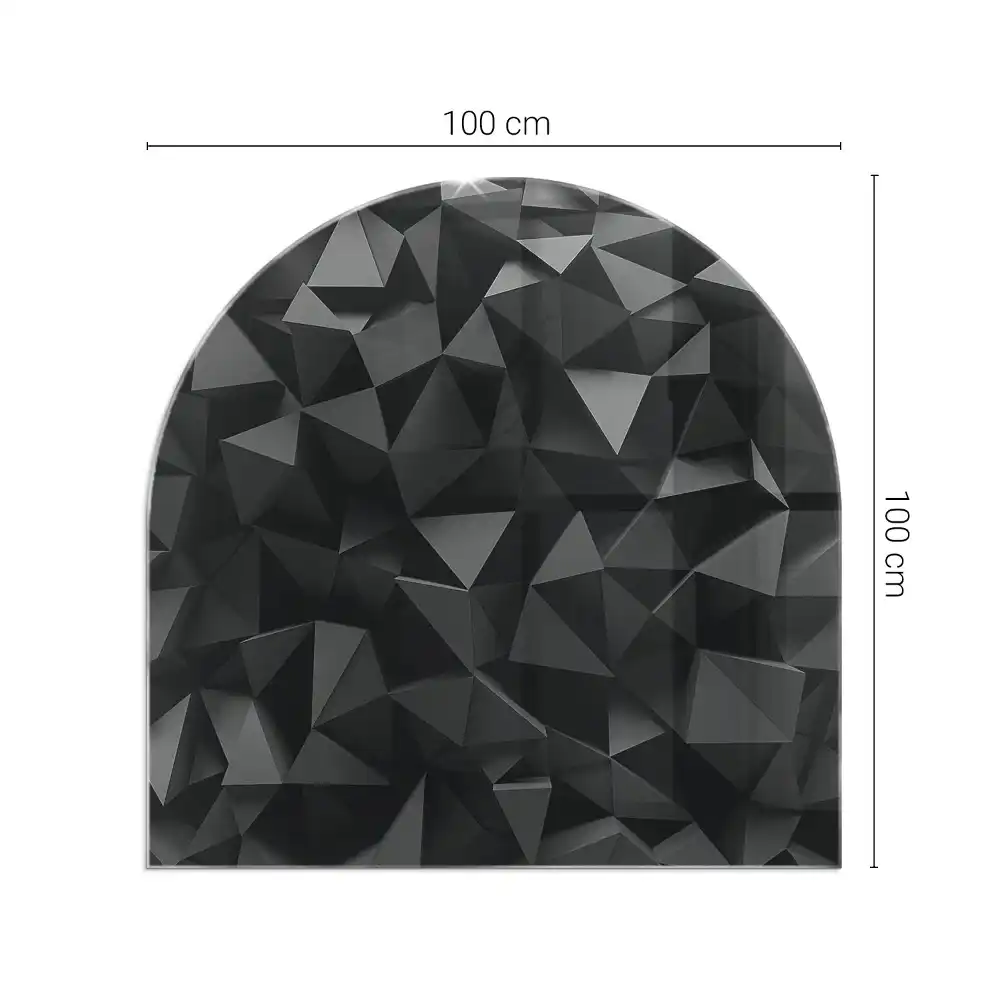 Półowalne szkło pod kominek o geometrycznym wzorze