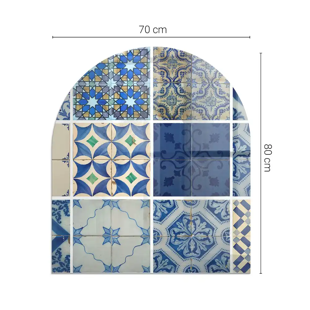 Półowalna podstawa kominkowa z motywem płytek ceramicznych