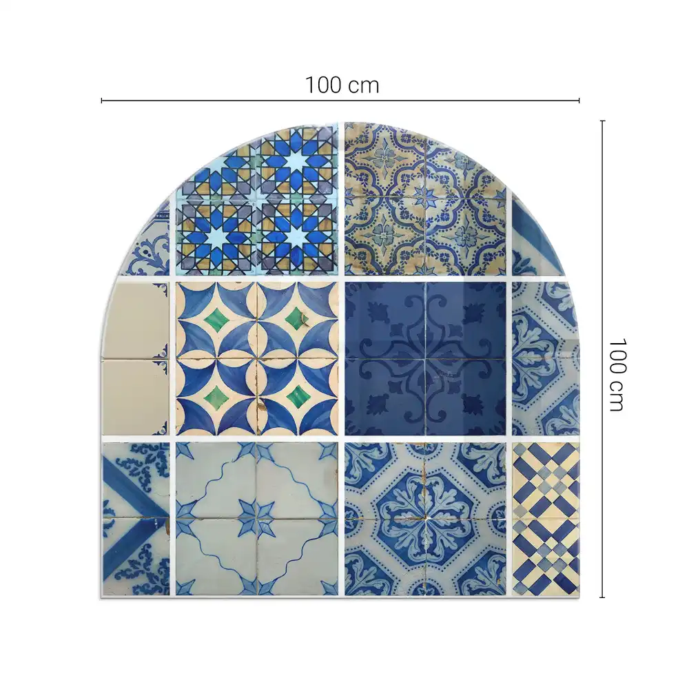 Półowalna podstawa kominkowa z motywem płytek ceramicznych