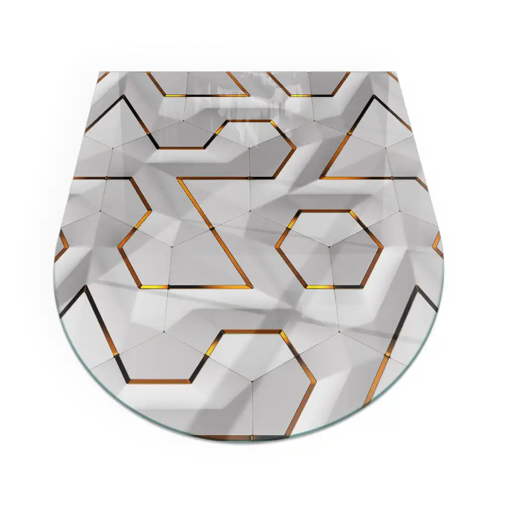 Szkło pod kominek półowalne trójwymiarowy motyw geometryczny
