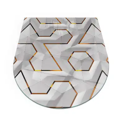 Szkło pod kominek półowalne trójwymiarowy motyw geometryczny