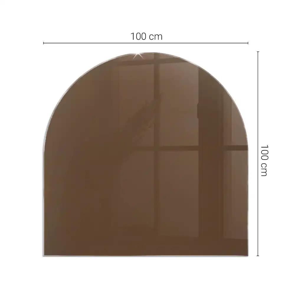Półowalne szkło pod kominek w kolorze brązowym