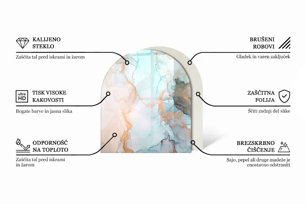 Półowalne szkło pod kominek w kolorze jasnobrązowym