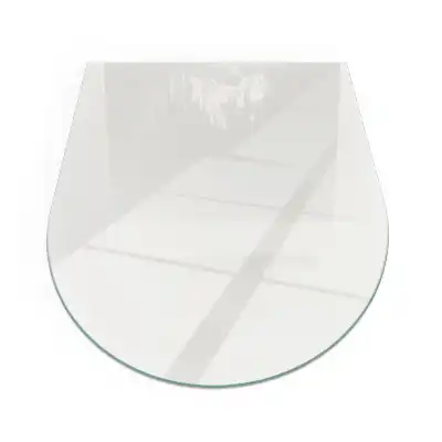 Szkło pod kominek wolnostojący półowalne kolor ivory