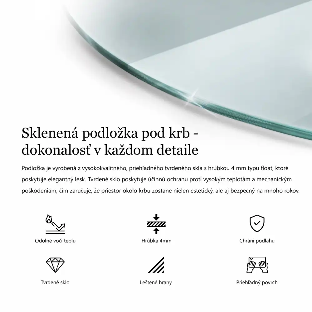 Szyba pod kominek półowalna szkło transparentne