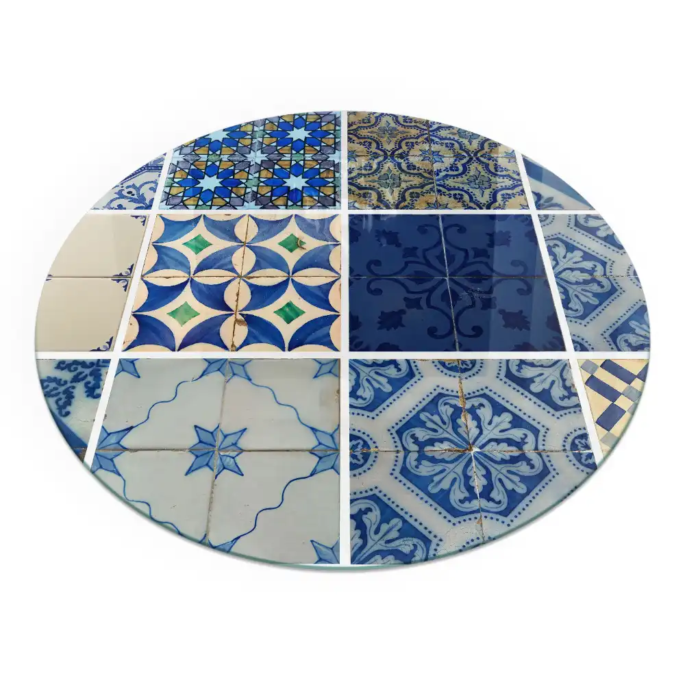 Okrągłe szklane podkładki ceramiczne pod kozę z wzorami