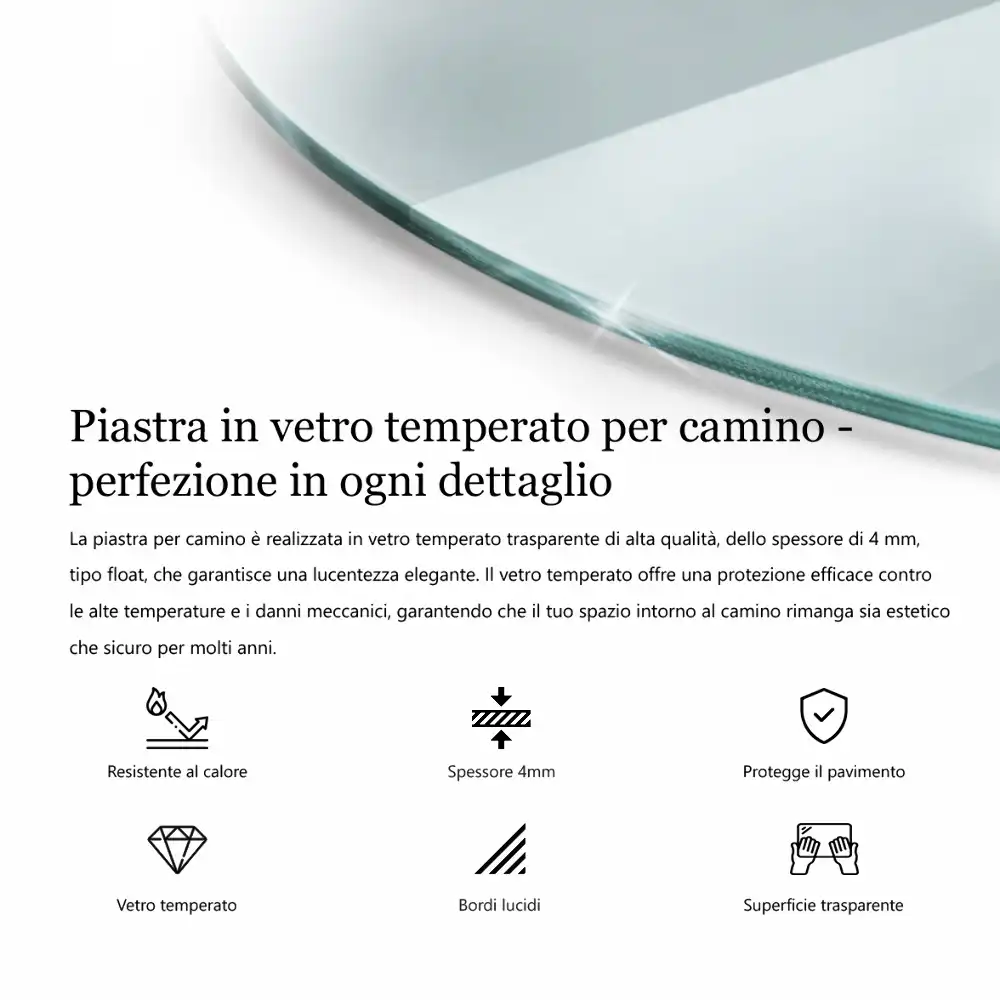 Szkło hartowane pod kominek okrągłe transparentne