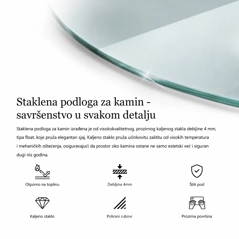 Szkło hartowane pod kominek okrągłe transparentne