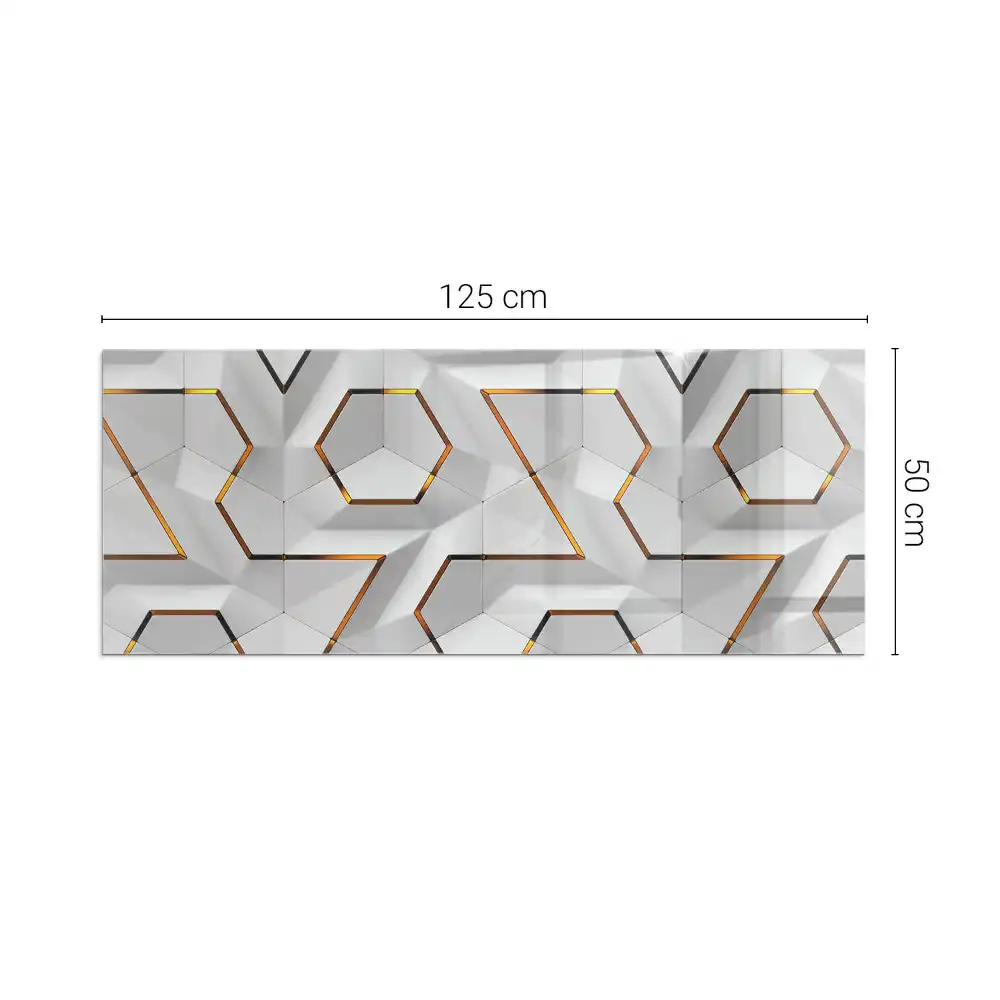 Prostokątne szkło pod kominek z geometrycznym wzorem 3D