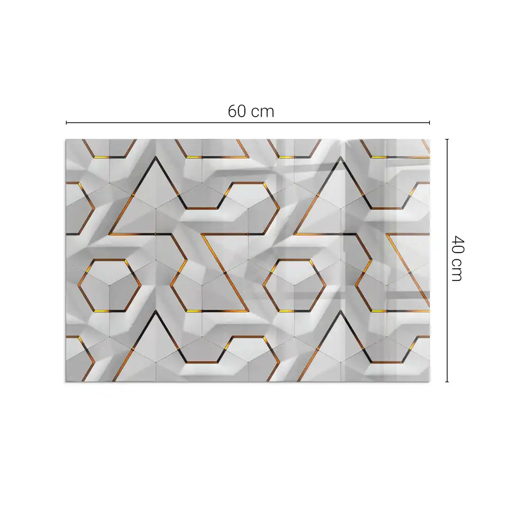 Prostokątne szkło pod kominek z geometrycznym wzorem 3D