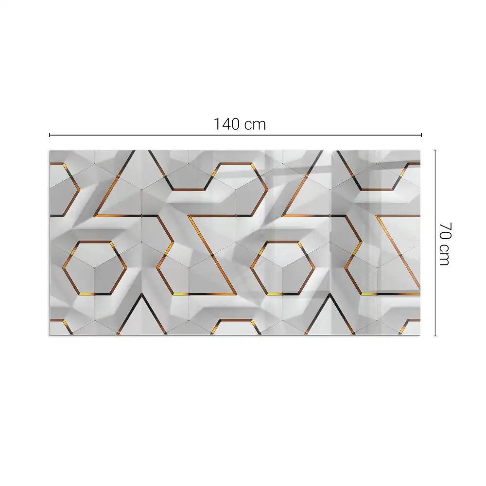 Prostokątne szkło pod kominek z geometrycznym wzorem 3D