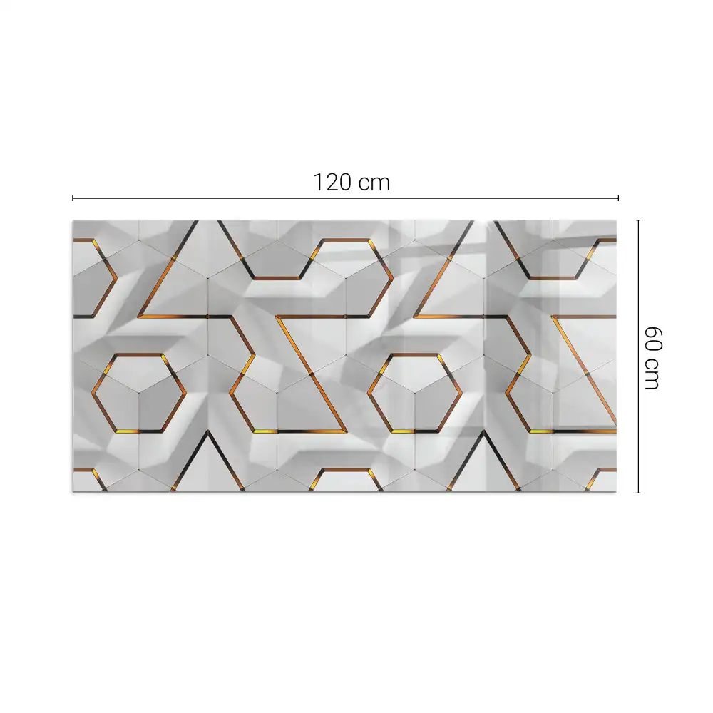 Prostokątne szkło pod kominek z geometrycznym wzorem 3D