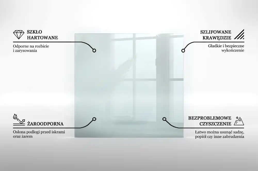 Prostokątne szkło pod kominek szkło transparentne
