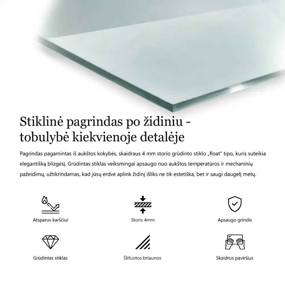 Prostokątne szkło pod kominek szkło transparentne