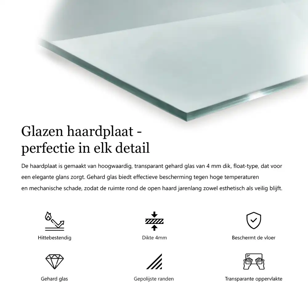Prostokątne szkło pod kominek szkło transparentne