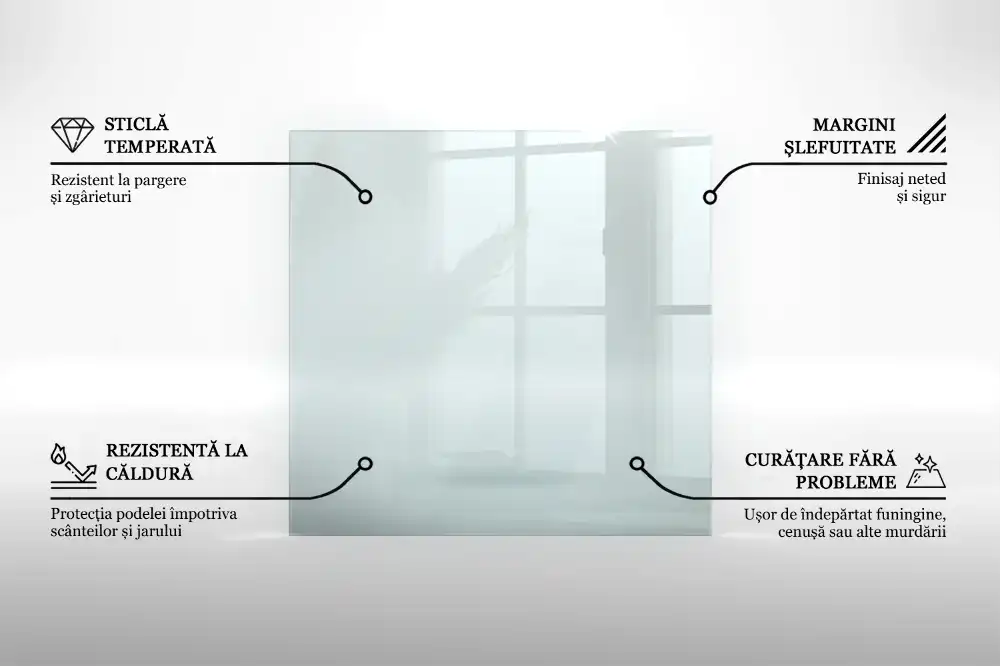Prostokątne szkło pod kominek szkło transparentne