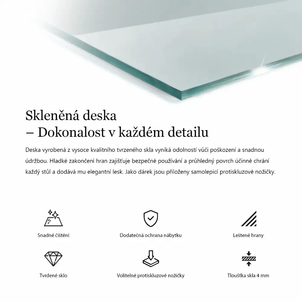 Blat na stół kwadratowy transparentny