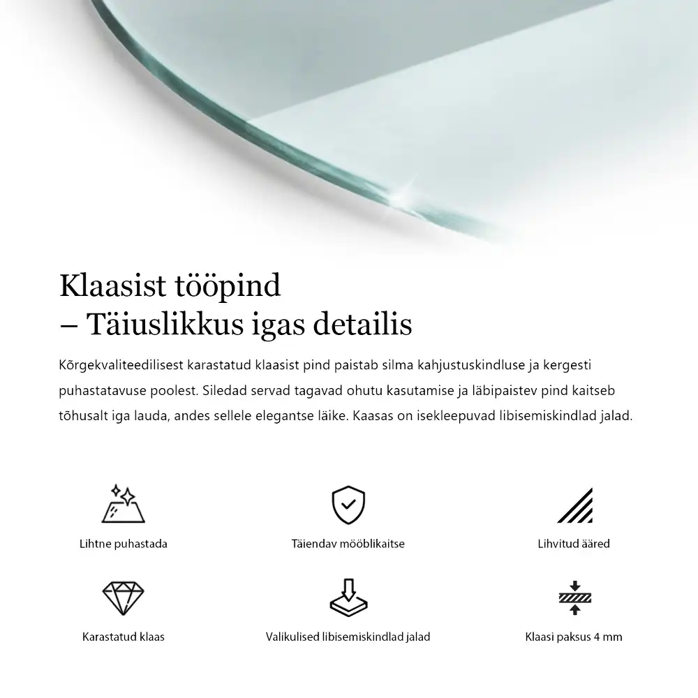 Okrągły szklany blat transparentny