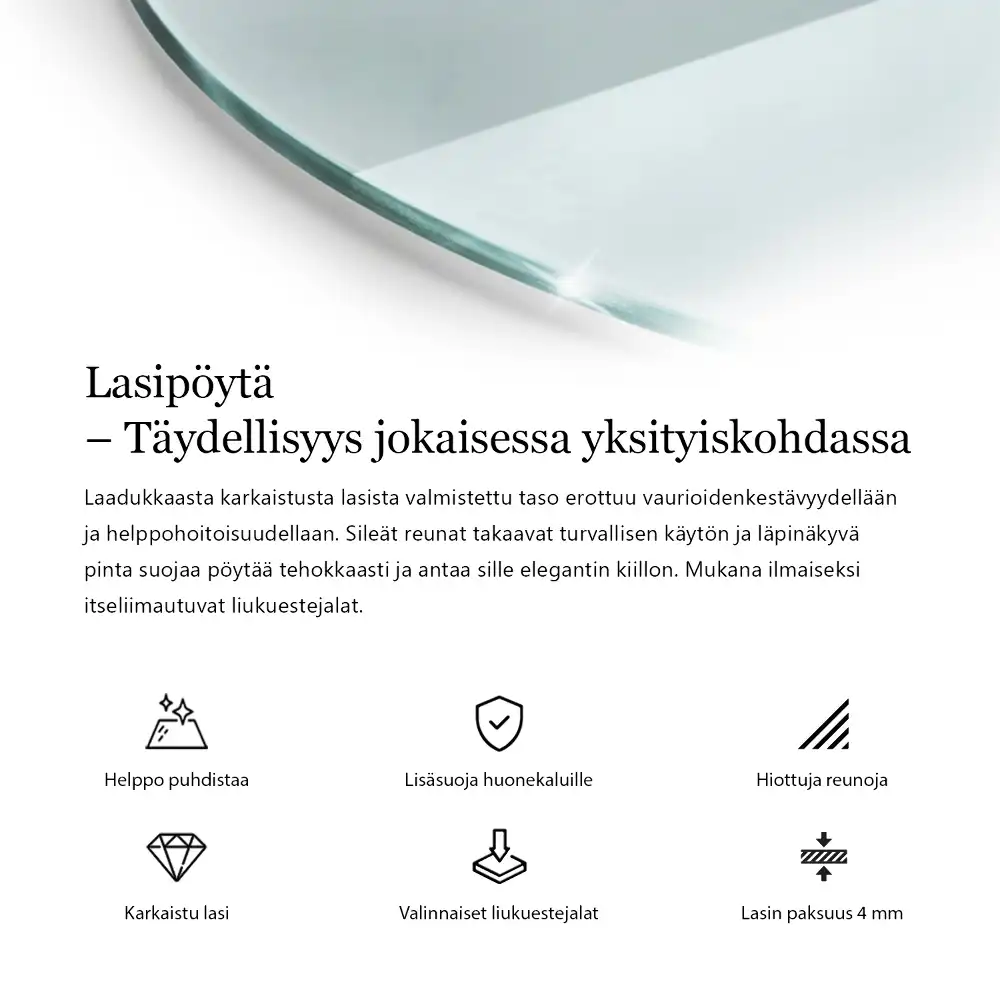 Okrągły szklany blat transparentny