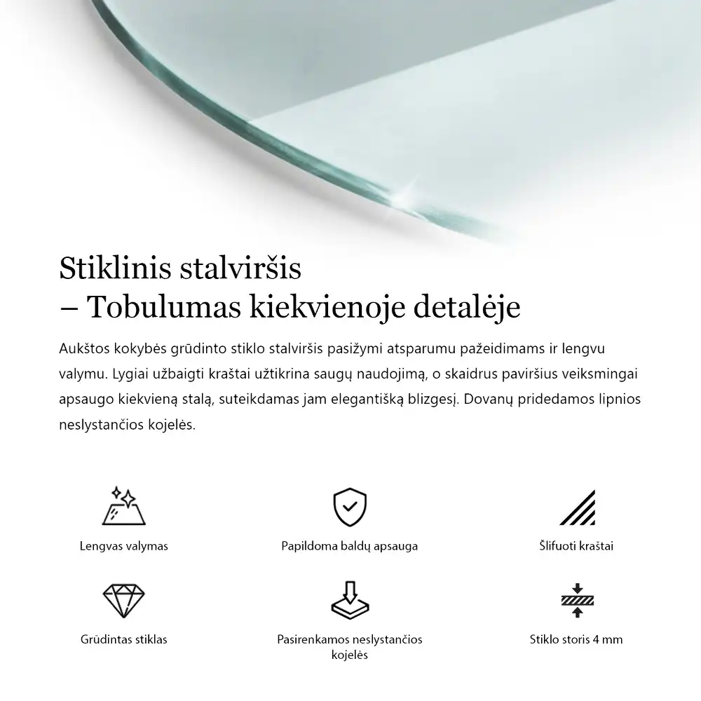 Okrągły szklany blat transparentny